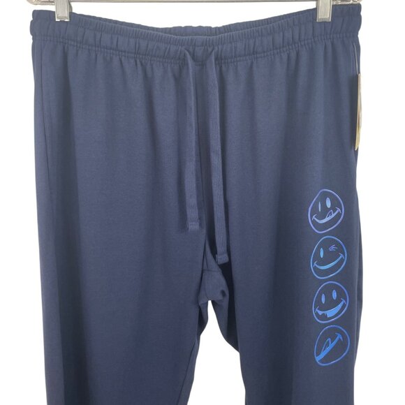 Joe Boxer Men's Size Large Navy Blue French Terry Pajama Pants Smiley Face - Picture 3 of 10